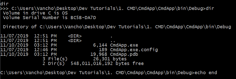Execute Command Prompt commands from C#
