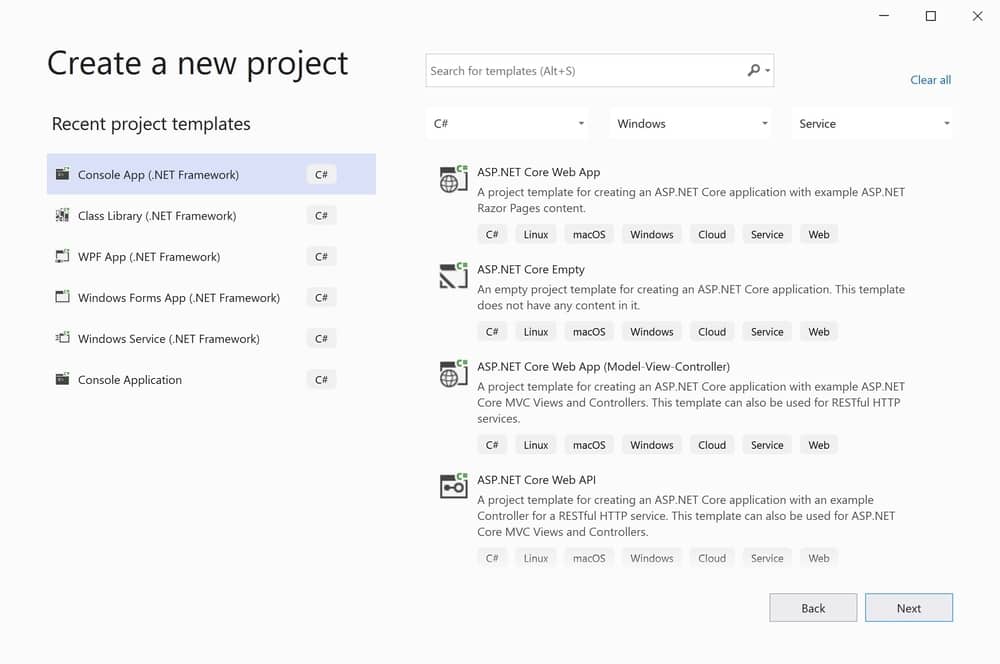 Visual Studio: Create New Project