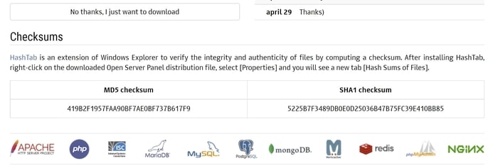 File Download Checksum