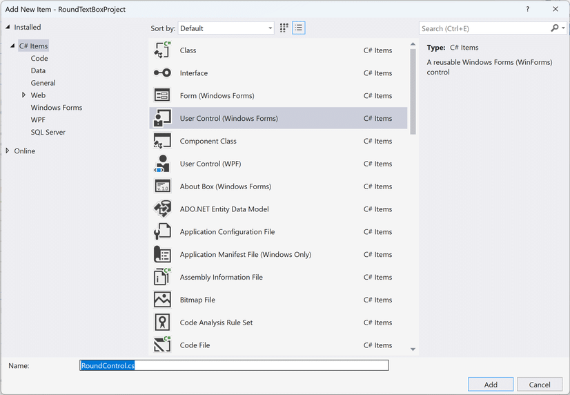 Windows Forms - User Control