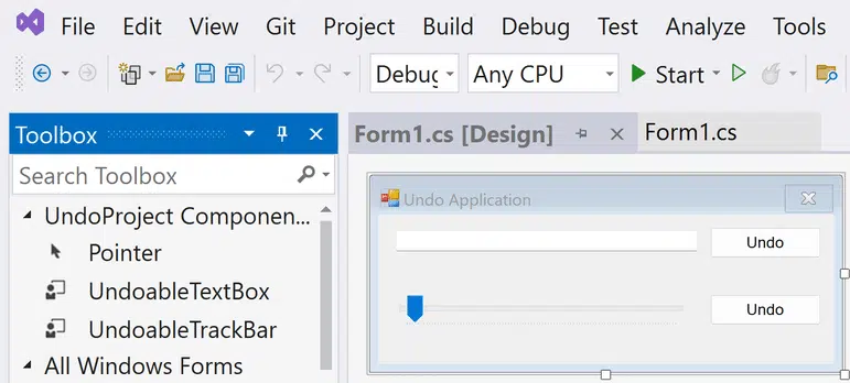 Designer View for the Undo Application