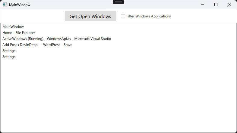 Get All Active Windows